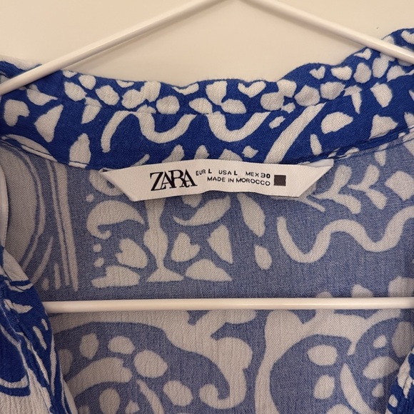 Zara Blue and White Floral Kimono European Summer boho style - Picture 6 of 7